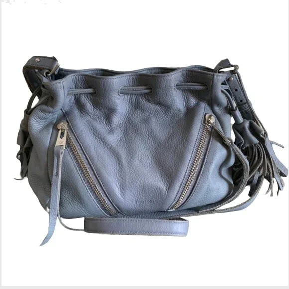 LINEA PELLE Ryan Slate Drawstring Bucket Crossbody Bag Slight Damage PLEASE READ - Picture 4 of 10